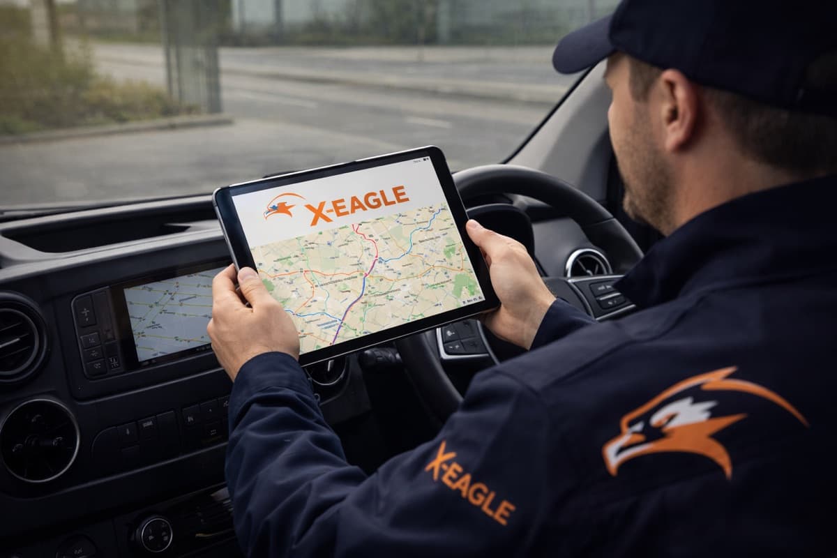 X-Eagle driver using GPS tracking tablet