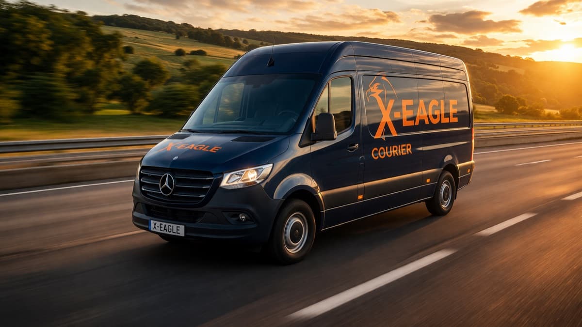 X-Eagle courier van on UK motorway