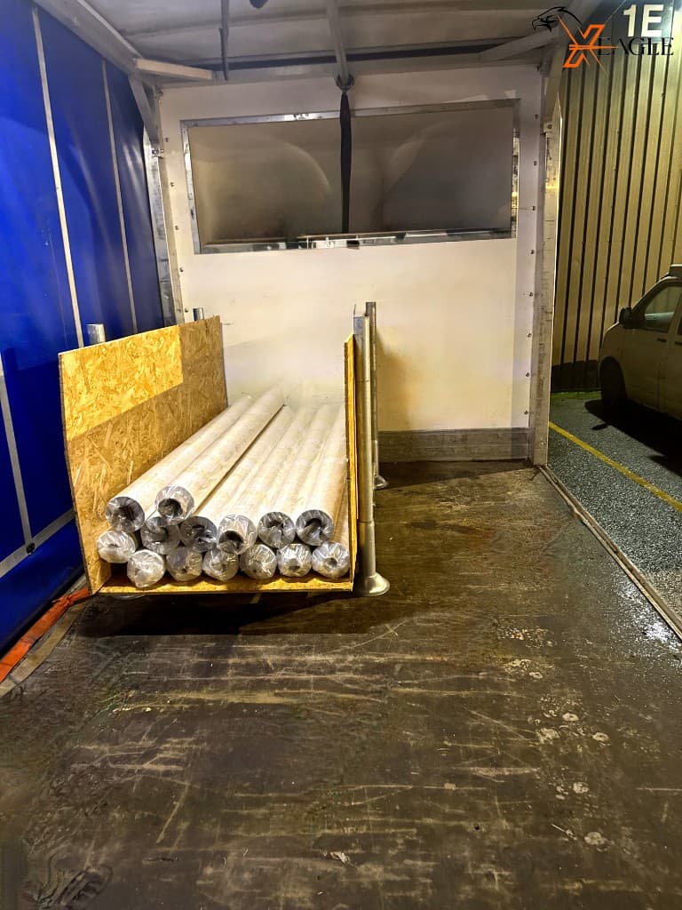 Industrial rolls loaded in curtain sider